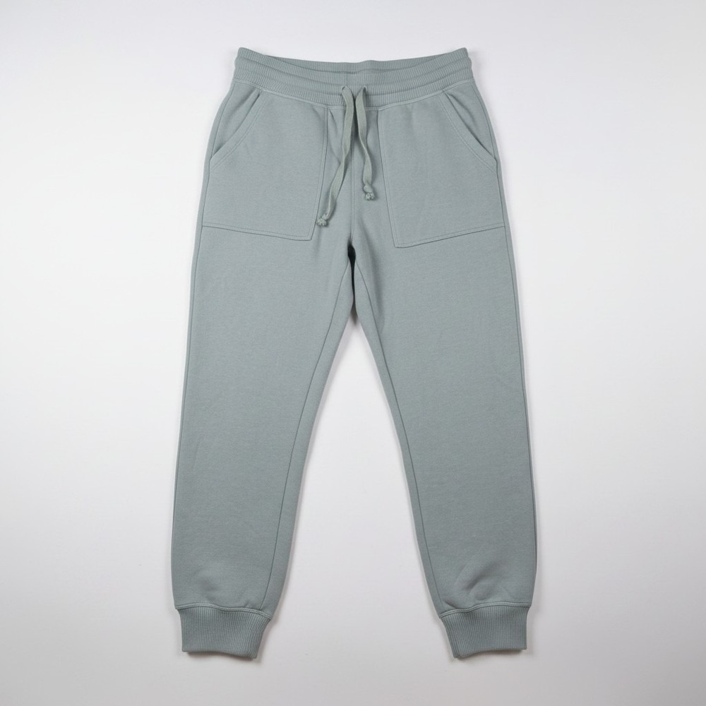 Aerie Lounge Jogger Pants Slate Green Gray Fleece Drawstring Pockets Size M